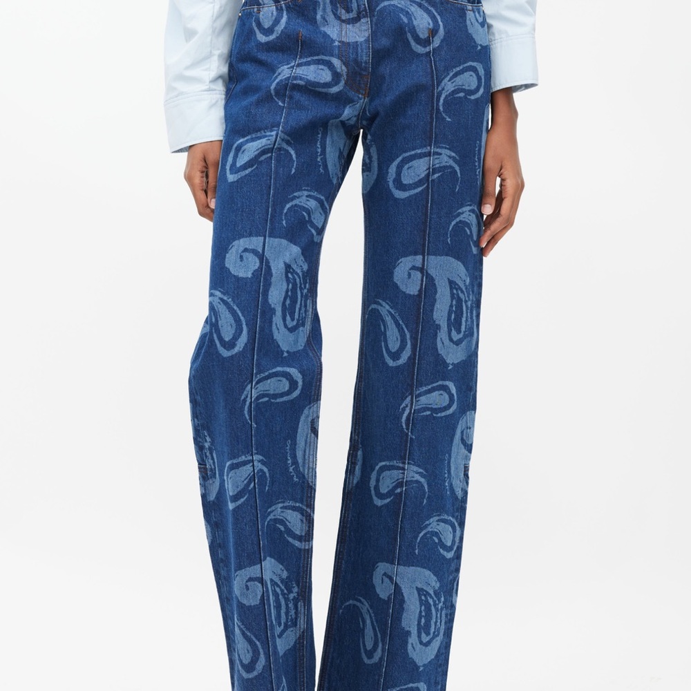 JACQUEMUS L e Raphia Blue Paisley Printed Jeans